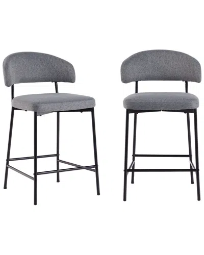Walker Edison Set Of 2 Modern Curved Back Counter Stools In Grey