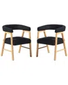 Walker Edison Set Of 2 Modern Curved Back Dining Chairs With Boucle Upholstery In Black