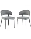 Walker Edison Set Of 2 Modern Curved Back Upholstered Dining Chairs In Grey