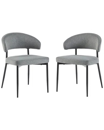 Walker Edison Set Of 2 Modern Curved Back Upholstered Dining Chairs In Grey
