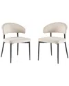 Walker Edison Set Of 2 Modern Curved Back Upholstered Dining Chairs In White