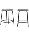 Walker Edison Set Of 2 Modern Simple Counter Stools With Upholstered Seat In Grey