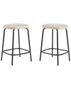 Walker Edison Set Of 2 Modern Simple Counter Stools With Upholstered Seat In White