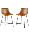 Walker Edison Set Of 2 Modern Upholstered Dining Chairs With Metal X Base In Brown