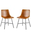 Walker Edison Set Of 2 Modern Upholstered Dining Chairs With Metal X Base In Brown