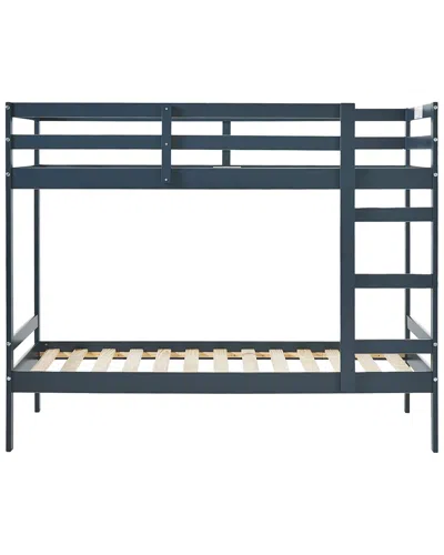 Walker Edison Simple Solid Wood Twin-over-twin Bunk Bed In Blue