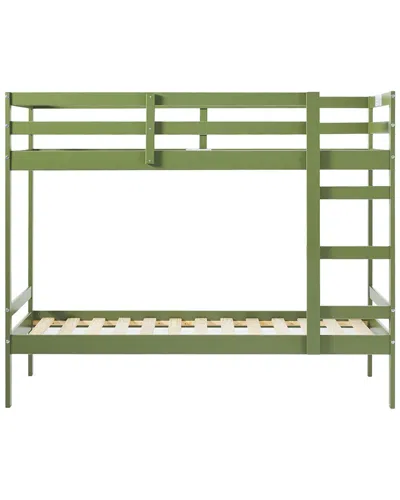 Walker Edison Simple Solid Wood Twin-over-twin Bunk Bed In Green