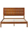 Walker Edison Slatted Headboard Mid-century Modern Solid Wood Queen Bed