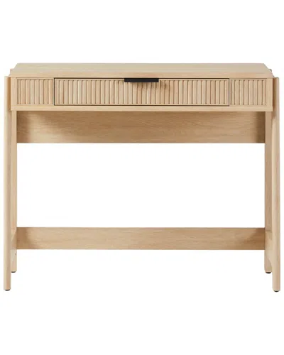 Walker Edison Transitional Reeded Lift-top Desk With Drawer In Pink