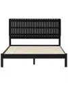 Walker Edison Transitional Solid Wood Platform Queen Bed In Black