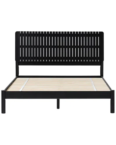 Walker Edison Transitional Solid Wood Platform Queen Bed In Black