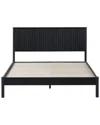 Walker Edison Transitional Solid Wood Queen Bed In Black