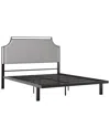 Walker Edison Upholstered Traditional Metal Queen Bed In Gray
