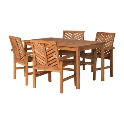 Walker Edison Vincent Collection 5-piece Patio Dining Set In Brown