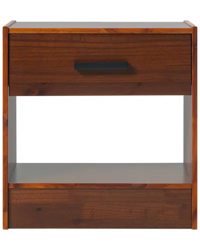 Walker Edison Declan 1-drawer With Handle Solid Wood Nightstand In Brown