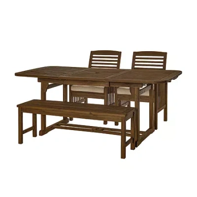 Walker Edison Willard Collection 4-pc. Patio Dining Set In Brown