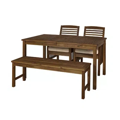 Walker Edison Willard Collection 4-pc. Weather Resistant Dining Set In Brown