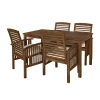 Walker Edison Willard Collection 5-pc. Weather Resistant Rectangular Dining Set In Brown