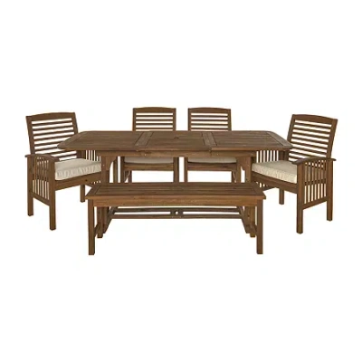 Walker Edison Willard Collection 6-pc. Patio Dining Set In Brown