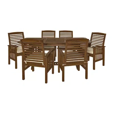 Walker Edison Willard Collection 7-pc. Weather Resistant Dining Set In Brown
