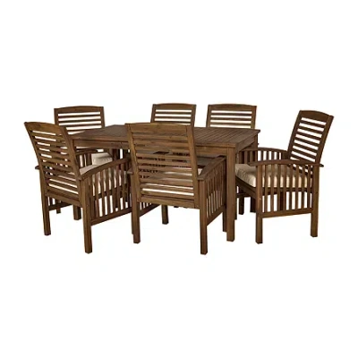 Walker Edison Willard Patio Collection 7-pc. Weather Resistant Dining Set In Brown