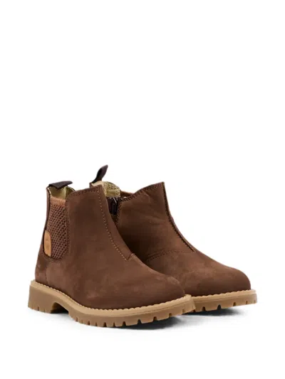 Walkey Kids' Elasticated-side Panel Ankle Boots In Brown