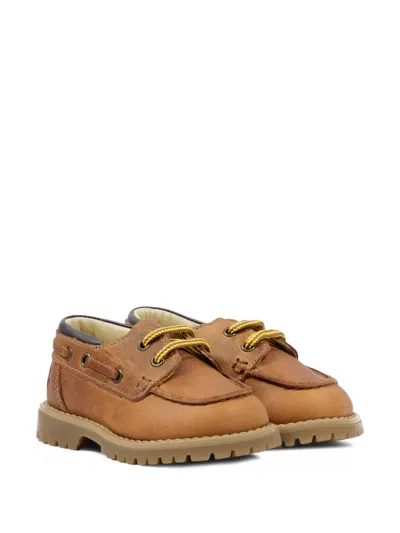Walkey Babies' Lace-up Leather Shoes In Brown