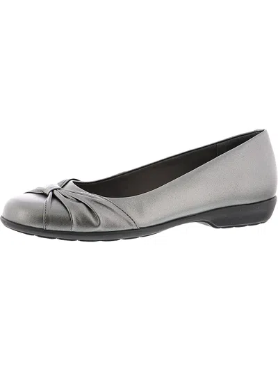 Walking Cradles Fall Womens Leather Slip On Ballet Flats In Silver
