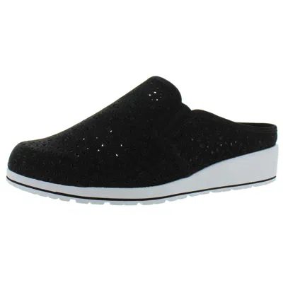 Walking Cradles Freedom Womens Laser Cut Slip On Wedge Sneaker In Black