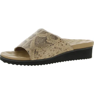 Walking Cradles Heston Womens Leather Slip On Wedge Sandals In Multi