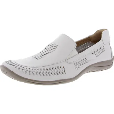 Walking Cradles Womens Padded Insole Leather Flat Shoes In White