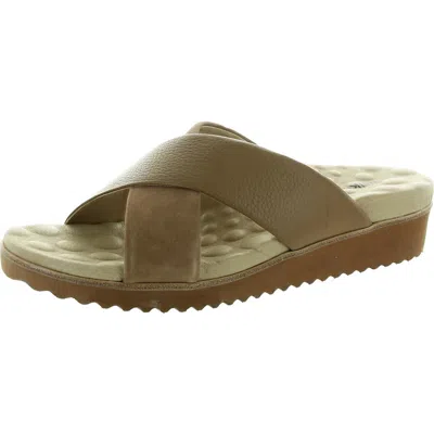 Walking Cradles Womens Padded Insole Leather Slide Sandals In Pink