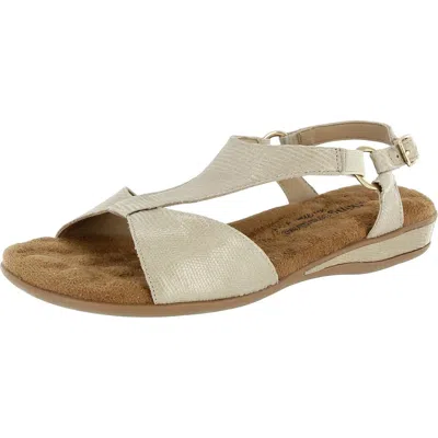 Walking Cradles Womens Shimmer Suede T-strap Sandals In Beige