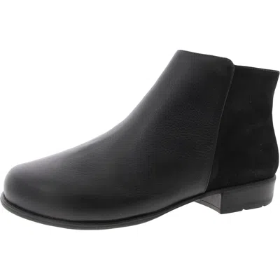 Walking Cradles Womens Zipper Leather Ankle Boots In Black