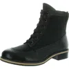 Walking Cradles Womens Zipper Leather Combat & Lace-up Boots In Black