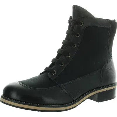 Walking Cradles Womens Zipper Leather Combat & Lace-up Boots In Black