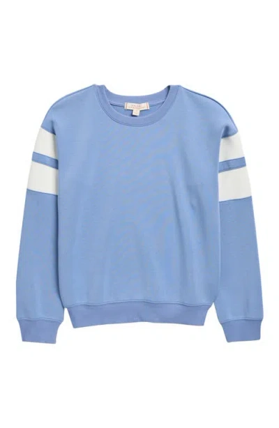 Walking On Sunshine Kids' Athlete Stripe Cloud Sweatshirt In Blue