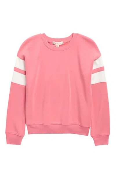 Walking On Sunshine Kids' Athlete Stripe Cloud Sweatshirt In Pink