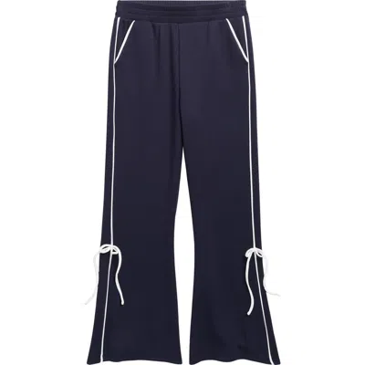 Walking On Sunshine Kids' Bow Scuba Knit Track Pants In Blue