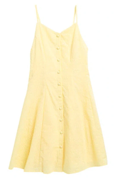 Walking On Sunshine Kids' Button Front Fit & Flare Sundress In Yellow