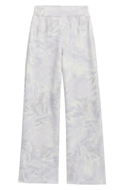 Walking On Sunshine Kids' Cloud Leaf Print Relaxed Pants In Gray