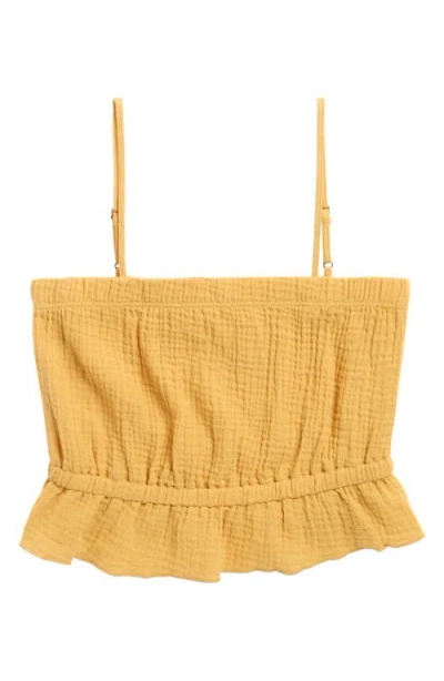 Walking On Sunshine Kids' Cotton Gauze Peplum Camisole In Yellow