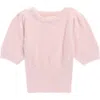Walking On Sunshine Kids' Eyelash Short Sleeve Sweater In Pink