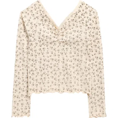 Walking On Sunshine Kids' Floral Pointelle Top In Multi