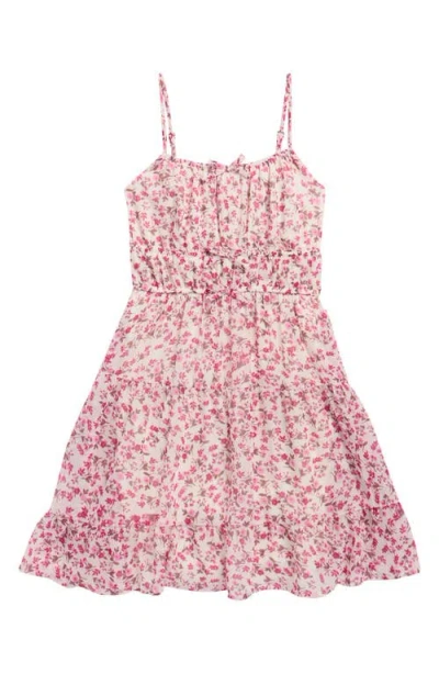 Walking On Sunshine Kids' Floral Tiered Sundress In Multi
