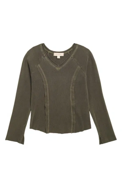 Walking On Sunshine Kids' Mineral Wash Long Sleeve Top In Forest Night