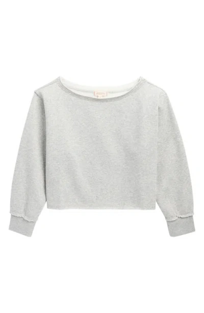 Walking On Sunshine Kids' Oversize Crop Sweatshirt In Gray