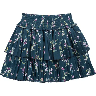 Walking On Sunshine Kids' Pleated Tiered Skirt In Blue