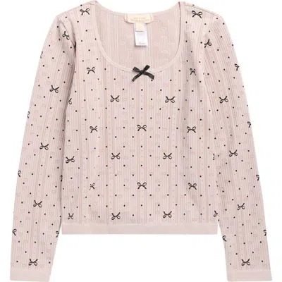 Walking On Sunshine Kids' Rib Bow T-shirt In Pink