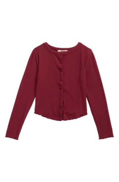 Walking On Sunshine Kids' Rib Top In Burgundy